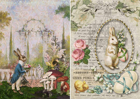 Decoupage Queen Two Bunnies Paper A4 (11.7X 8.3 INCHES)