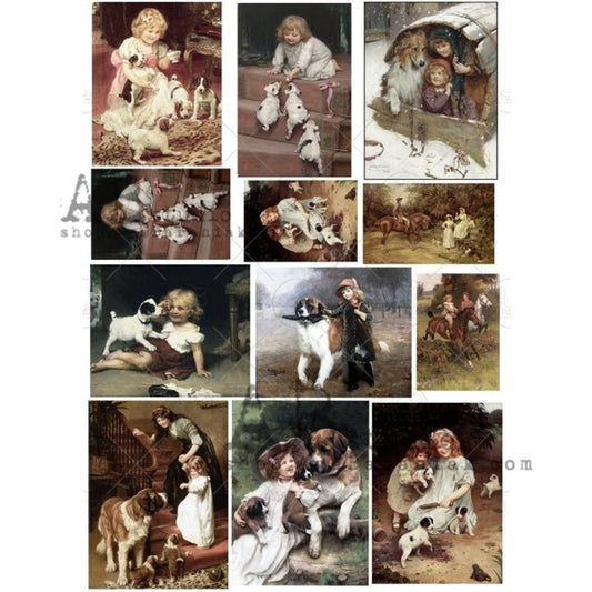 AB Studios Rice Paper Mini Dog & child A4 0388