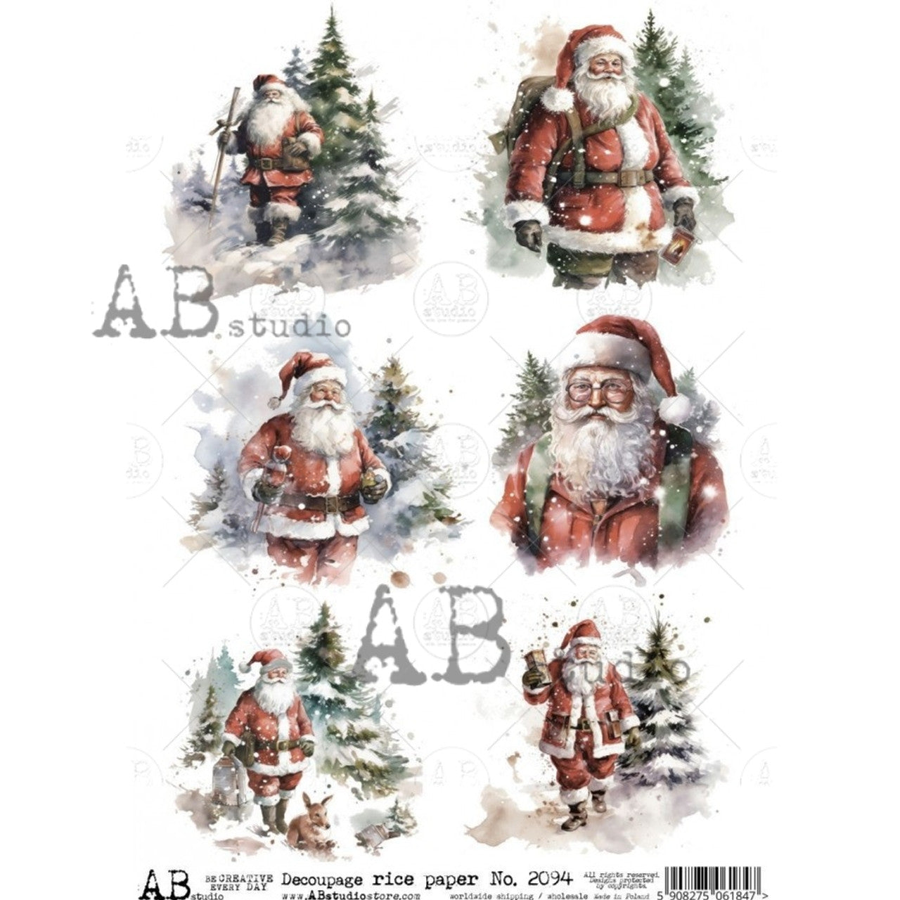 AB Studios Rice Paper MINI SANTA PORTRAITS A4 2094