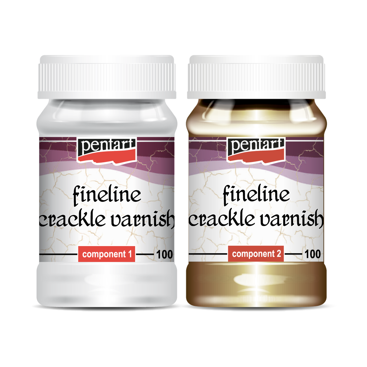 Pentart Transparent Fineline Crackle Varnish 2 part System
