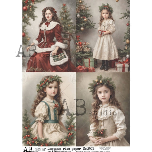 AB Studios Rice Paper 4 Pack Victorial Girls A4 2572