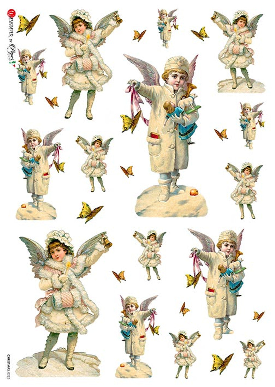 Paper Designs CHRISTMAS ANGEL DIE CUTS Rice paper A4 (8.3 X 11.7 INCHES) 0225