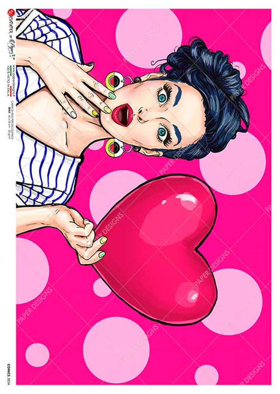 Paper Designs Rice Paper HEART Portrait Comic 0034 A4 8.3 X 11.7 inches