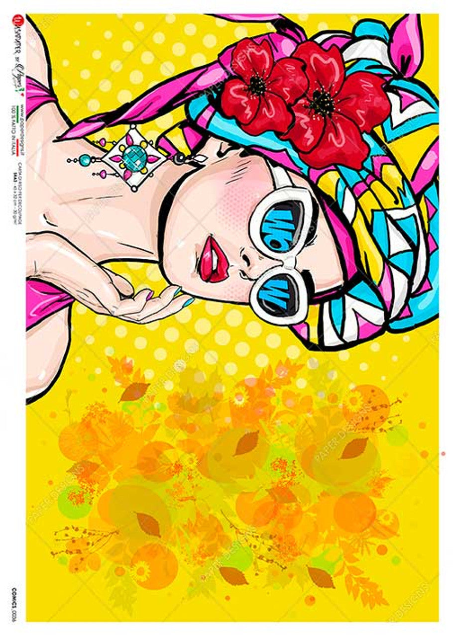 Paper Designs Rice Paper pop art Portrait Comic 0036 A4 8.3 X 11.7 inches
