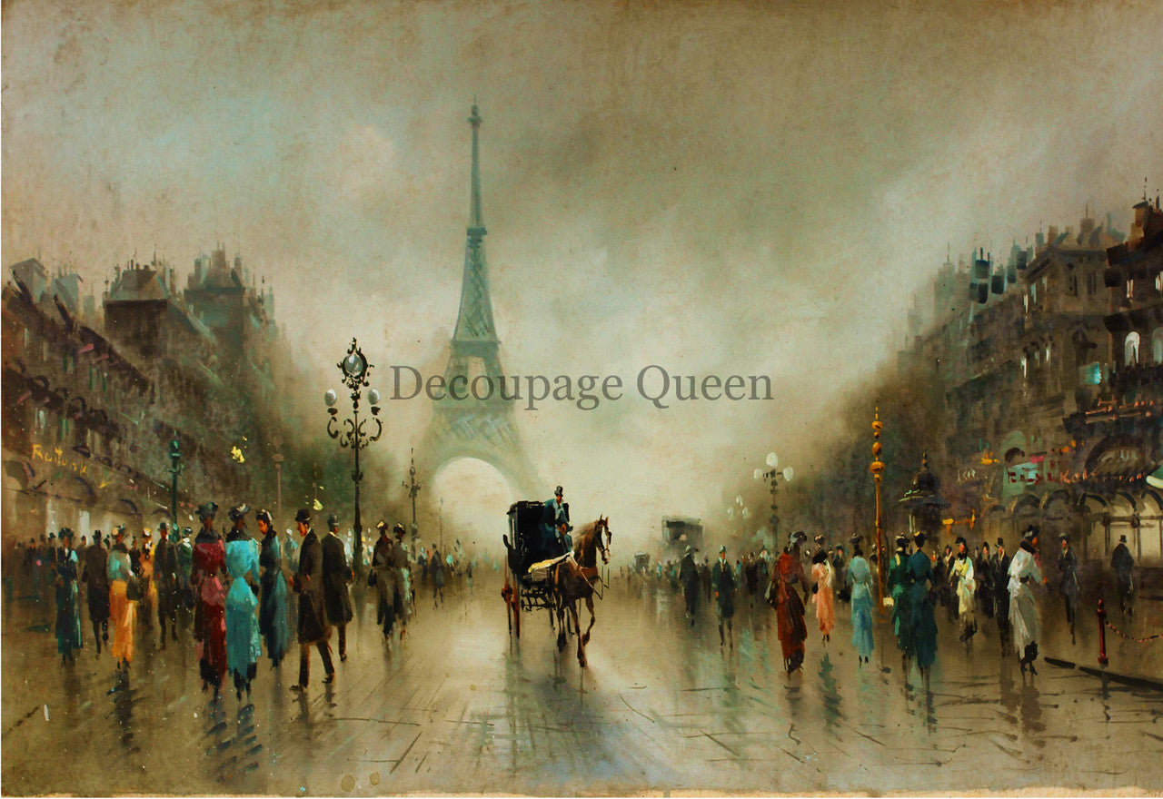 Decoupage Queen Roberta Marone Once upon a time in Paris Rice Paper A3(11.7X 16.5 INCHES)