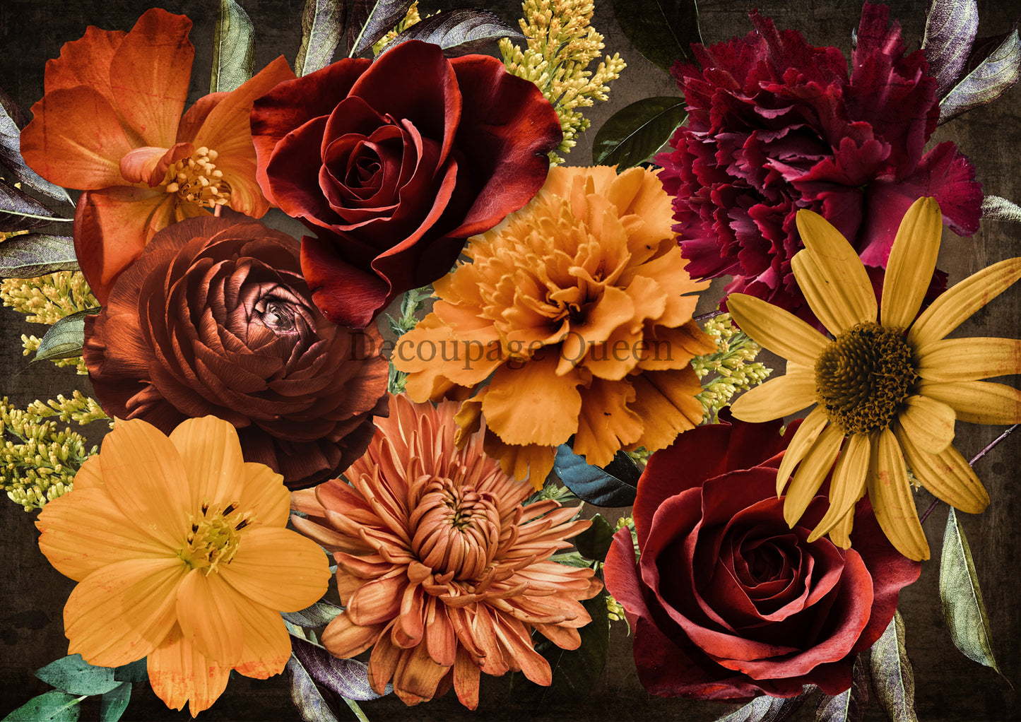 Decoupage Queen Pumpkin Spice Florals Rice Paper A3 (11.7X16.5 INCHES)