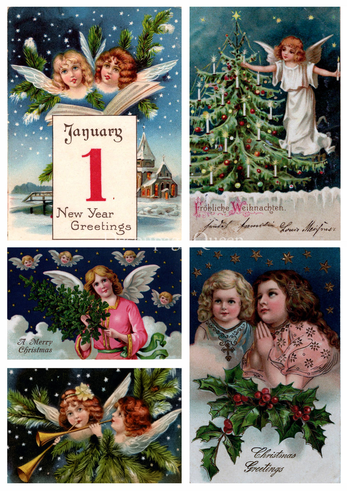Decoupage Queen, STARRY CHERUBS Rice Paper A3 (11.7 X 16.5 INCHES)