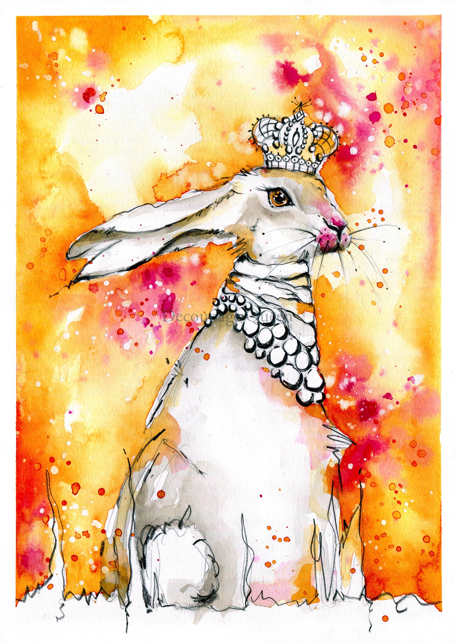 Decoupage Queen, TONY BURT HENRIETTE ORANGE Rice Paper A4 (11.7 X 8.3 INCHES) 0537