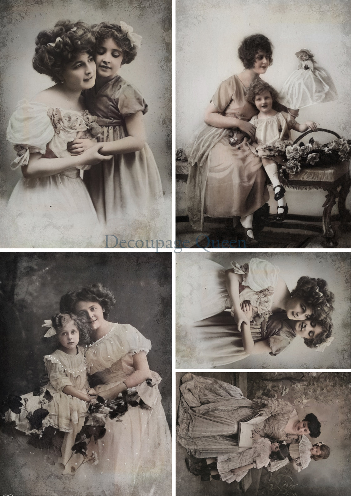Decoupage Queen, MOMS & DAUGHTERS Rice Paper A4 (11.7 X 8.3 INCHES) 0581