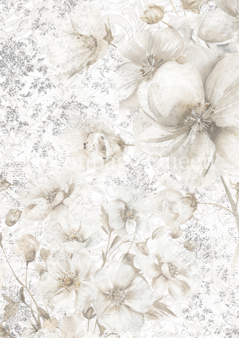 Decoupage Queen, Dainty & queen DELICATE FLOWER Rice Paper A4 (11.7 X 8.3 INCHES)