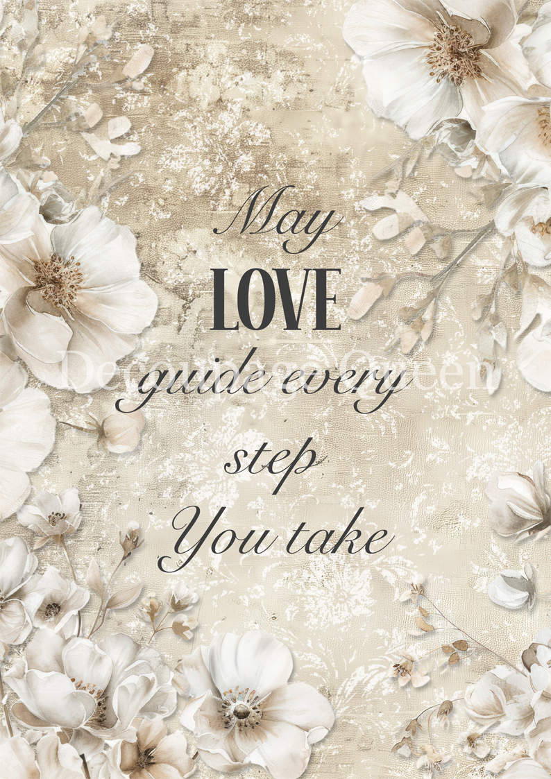 Decoupage Queen, Dainty & queen MAY LOVE GUIDE YOU  Rice Paper A4 (11.7 X 8.3  INCHES)
