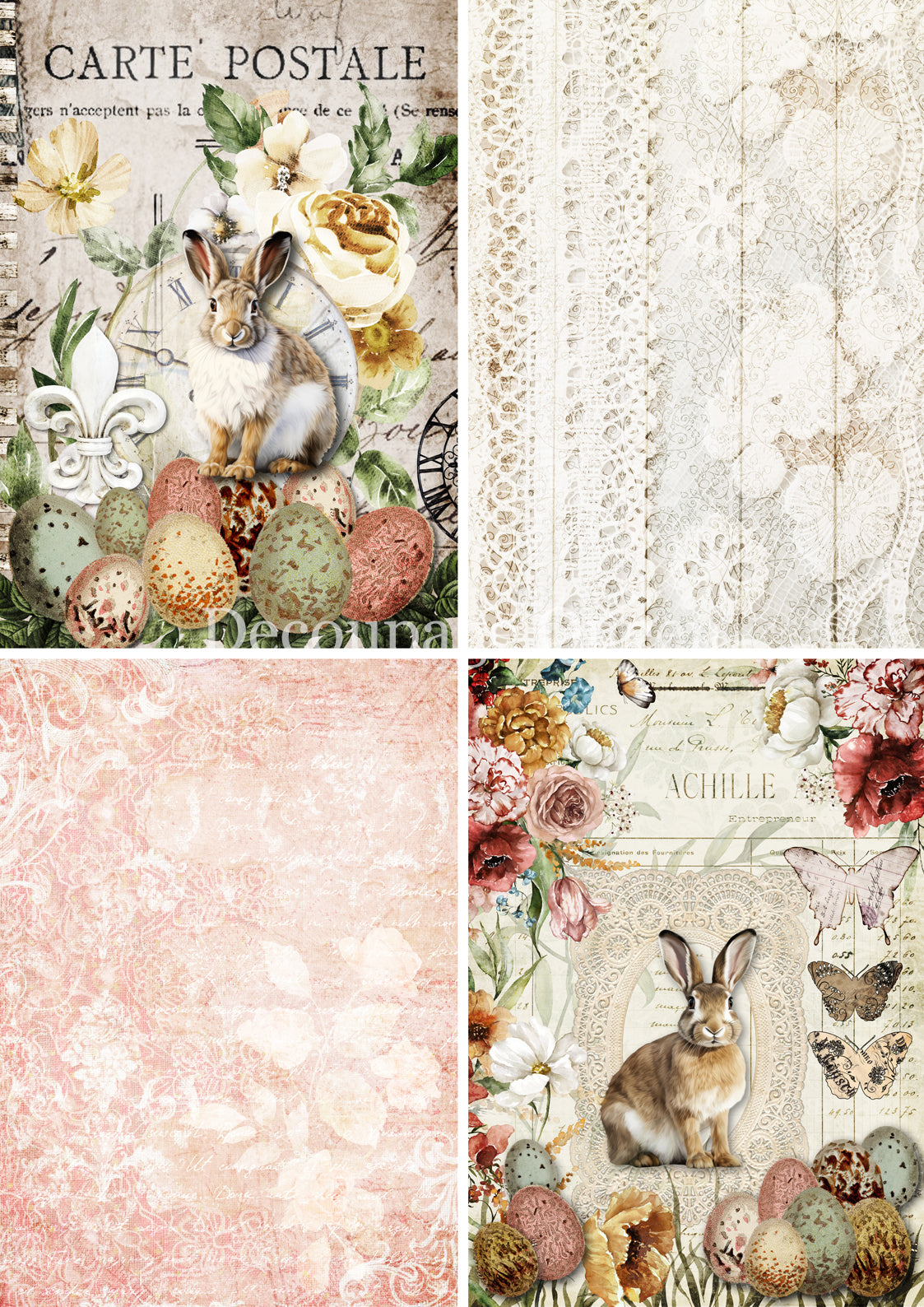 Decoupage Queen VINTAGE EASTER FOUR PACK Rice Paper spring 2025 A4