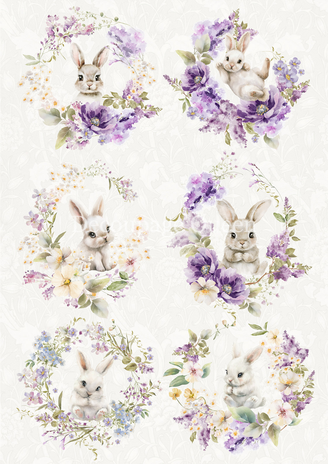 Decoupage Queen SPRING BUNNIES Rice Paper spring 2025 A4