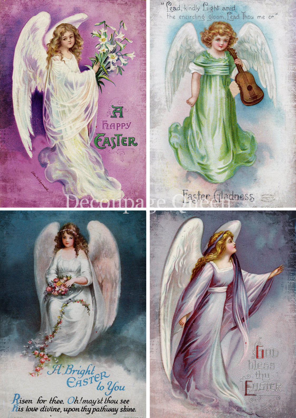 Decoupage Queen BLESSED ANGELS FOUR PACK Rice Paper spring 2025 A4