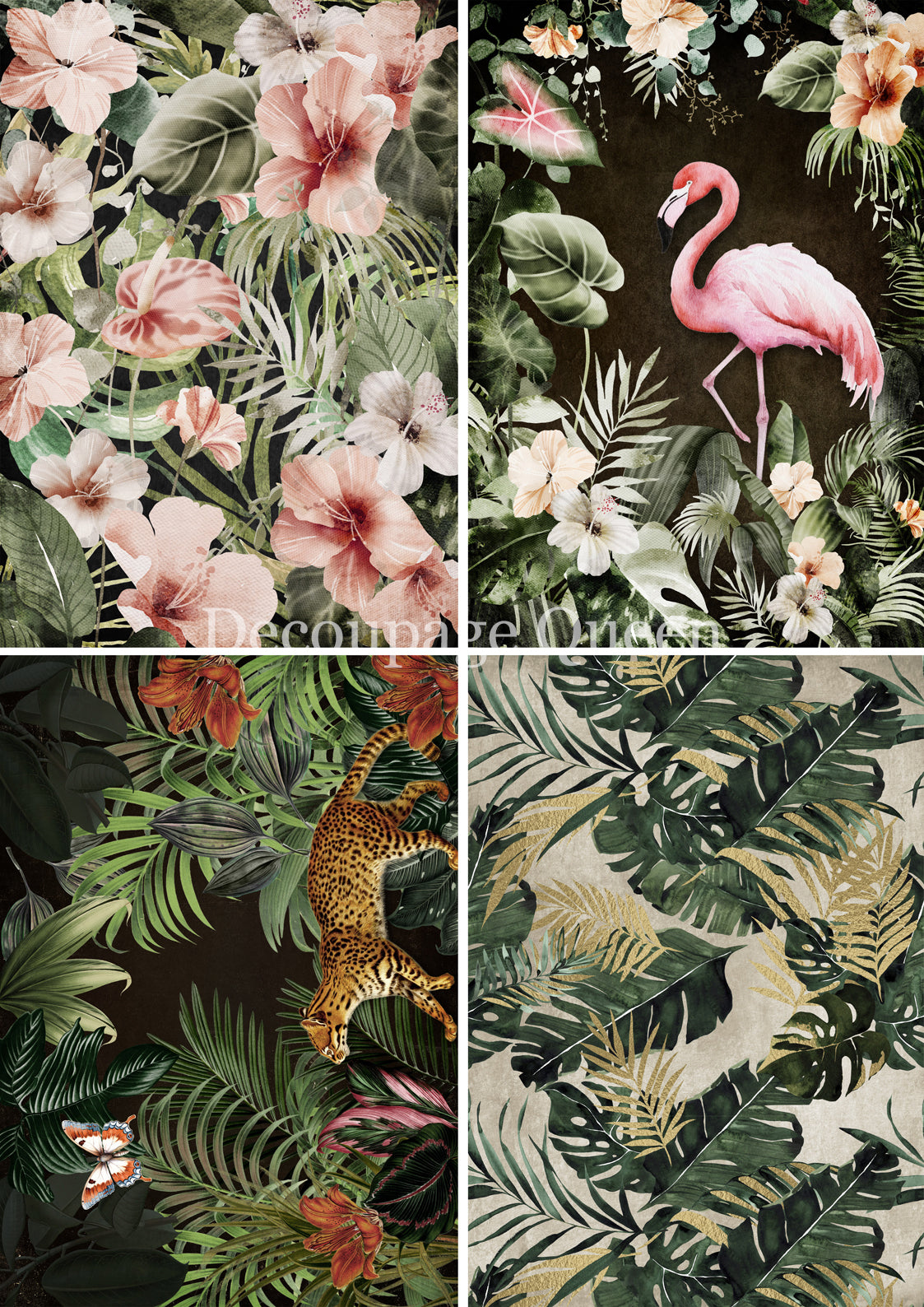 Decoupage Queen TROPICAL FOUR PACK Rice Paper spring 2025 A4