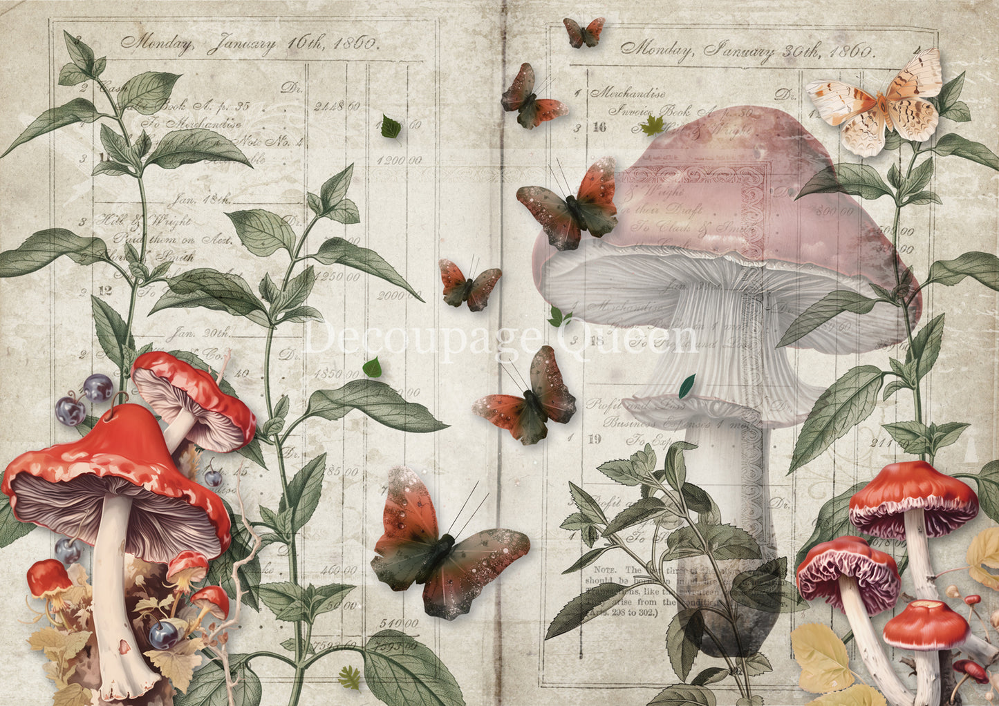 Decoupage Queen MUSHROOM FANTASY Rice Paper spring 2025 A4