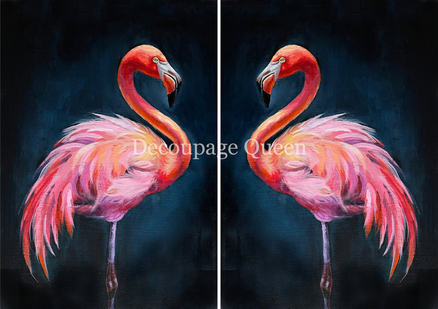 Decoupage Queen DOUBLE FLAMINGO Rice Paper spring 2025 A3 11.5 X 16.5 INCHES