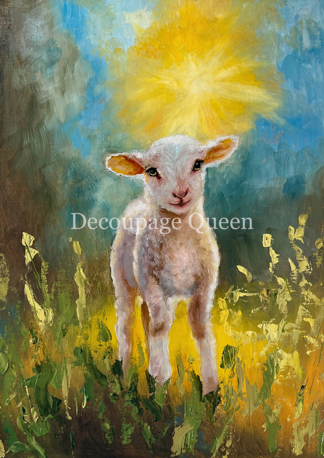 Decoupage Queen LAMB IN THE LIGHT Rice Paper spring 2025 A4