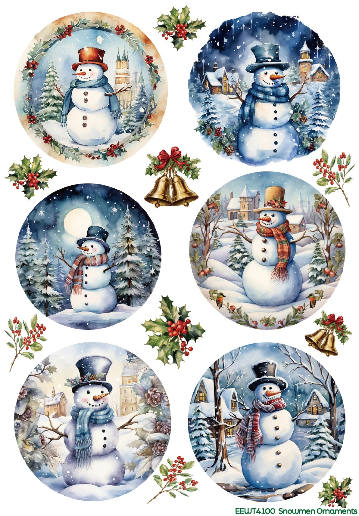 Water Transfers snowman ornaments