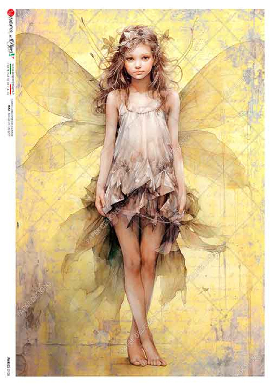 Paper Designs FAIRIES 0108 FAIRY WITH FLOWER CROWN PAPER A4 (8.3 16.5 INCHES)