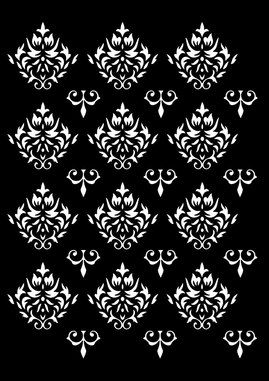 Decoupage Queen FLEUR DAMASK STENCIL A4