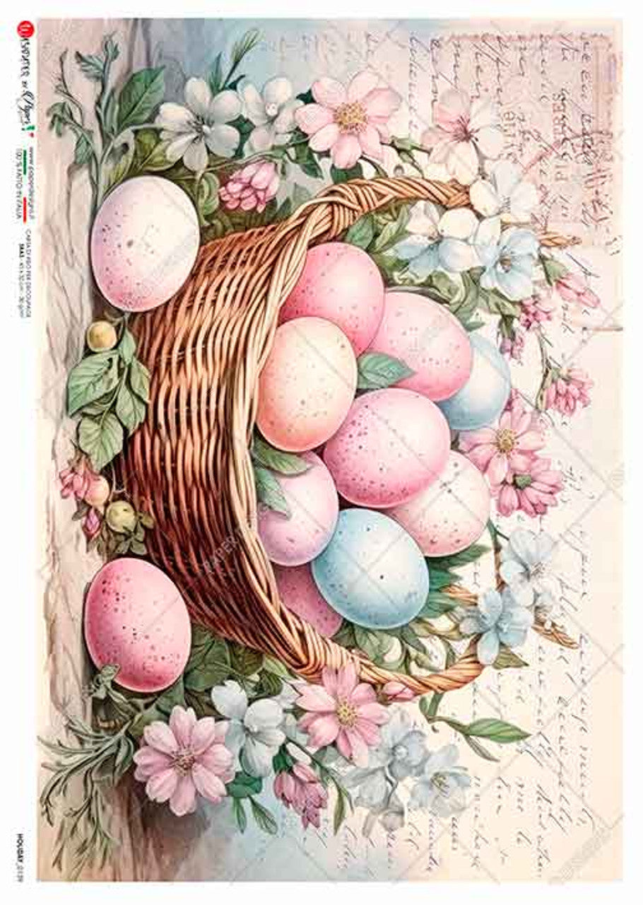 Paper Designs 0139 holiday BASKET WITH EASTER EGGS PAPER A4 (8.3 16.5 INCHES)