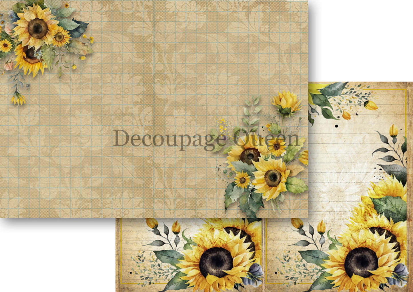 Decoupage Queen Sunflower Ephemera Journal Pack  A4 8.3 x11.7 inches