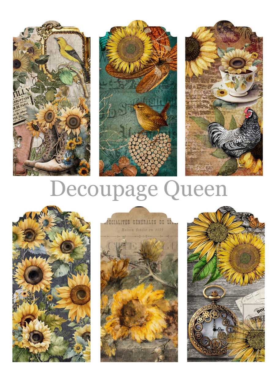 Decoupage Queen Sunflower Ephemera Journal Pack  A4 8.3 x11.7 inches
