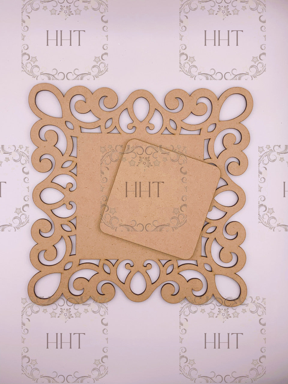 Handcrafted Holiday Traditions MDF Plaque with center Overlay 2 pieces