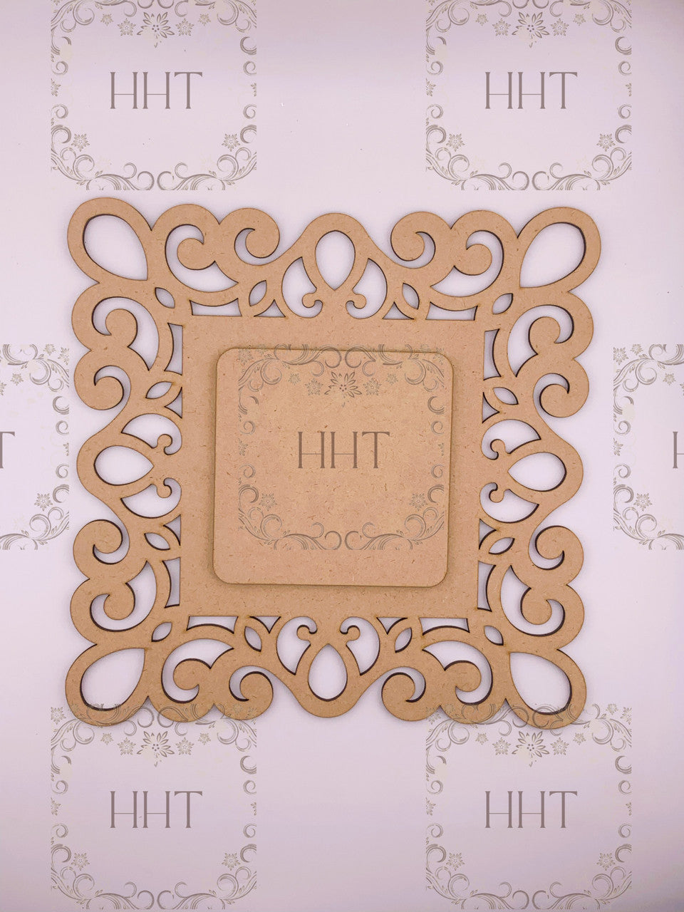 Handcrafted Holiday Traditions MDF Square Plaque with with center Overlay 2 pieces