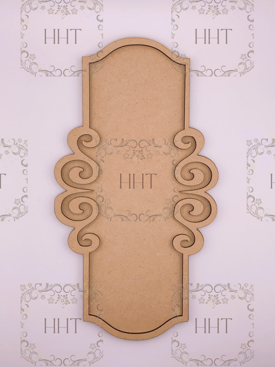 Handcrafted Holiday Traditions MDF Plaque with Scrolled Frame Overlay , 2 pieces