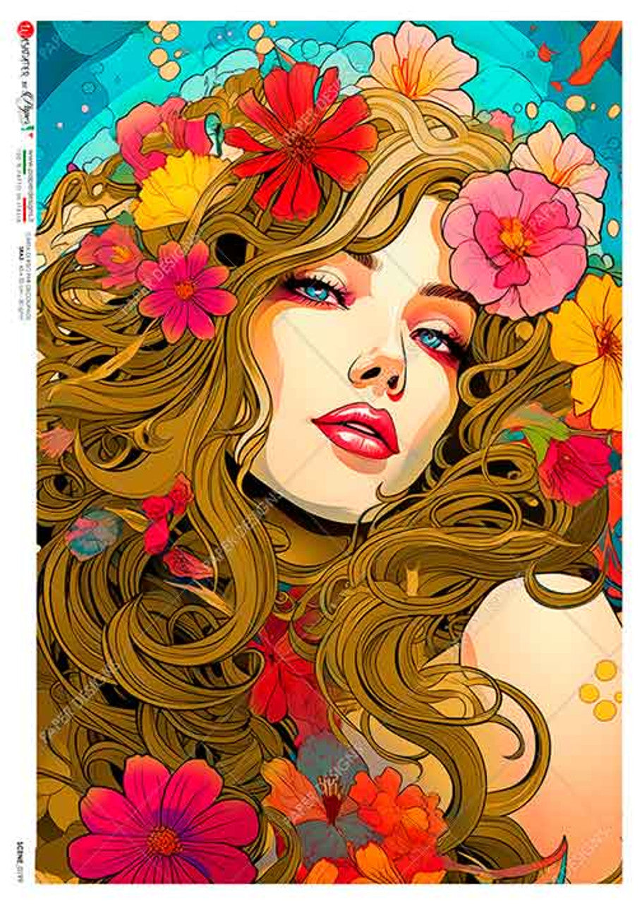 Paper Designs  LUSH LOCKS FLORAL color pop SCENE  0199 A4 (8.3 X 11.7 INCHES)