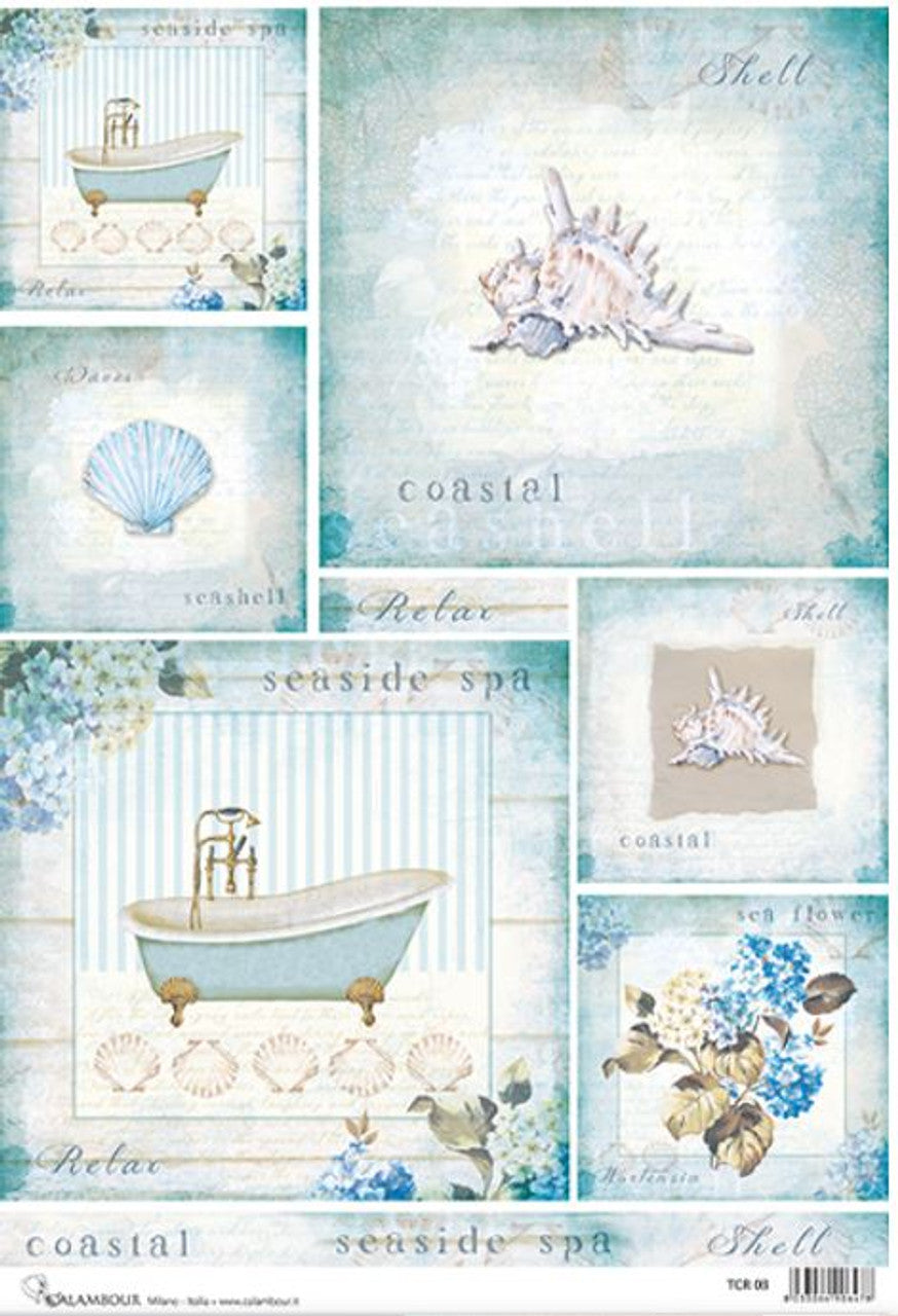 Calambour Rice Paper A3 PLUS ( 12.5 X 18 INCHES) COASTAL SEASIDE