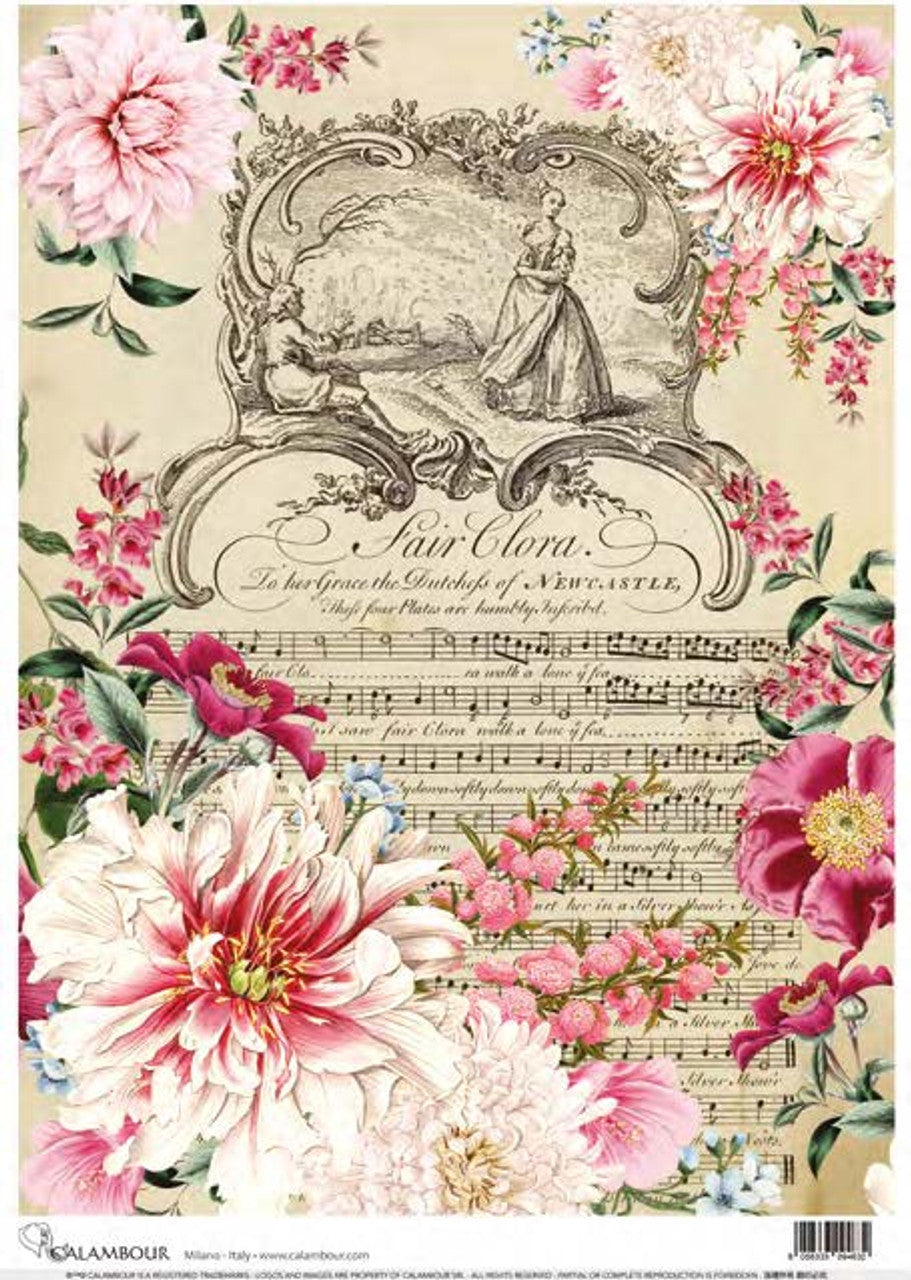 Floral Symphony Advice To The Unwary - A4 Rice Decoupage Paper - Calambour  Italy