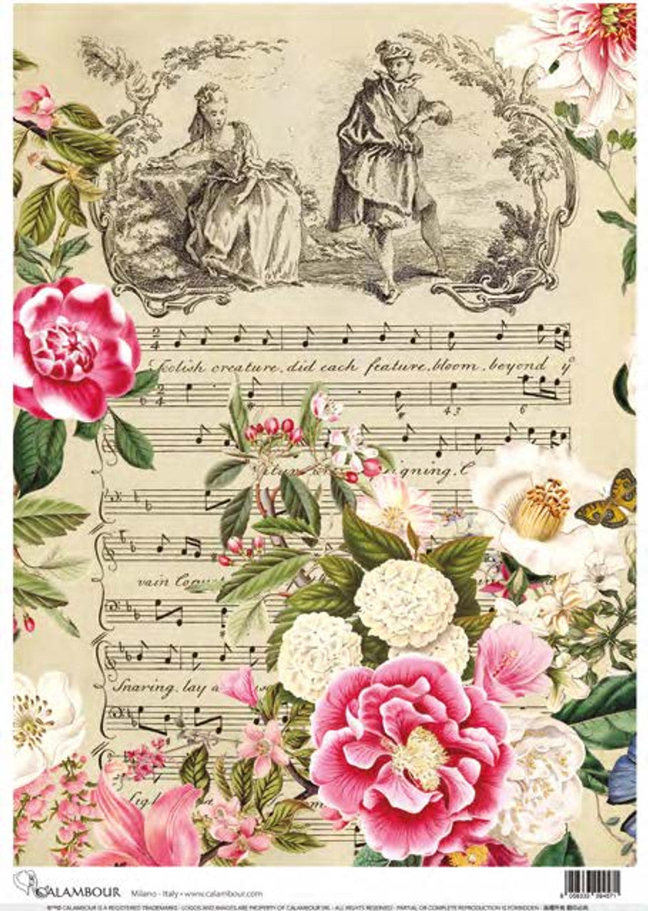 Calambour Foolish Creatures floral symphony Rice Paper A4 8.3 X 11.7 inches