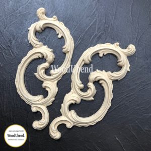 WoodUbend pair conjoined scrolls Decorative Mouldings (21x9cm Pair) sku 1520