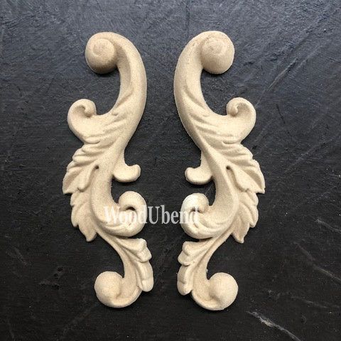 Woodubend bendable when heated a pair of Leafy Scrolls WUB2437 10.5×3.5cm