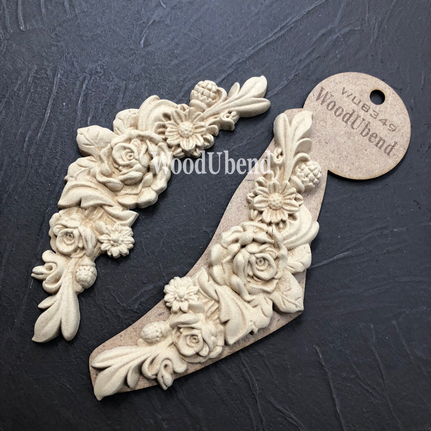 woodubend 6x17.7cm Floral Garland sold as a single garland Decorative Furniture Applique/Moulding, SKU 0349 bendable when heated