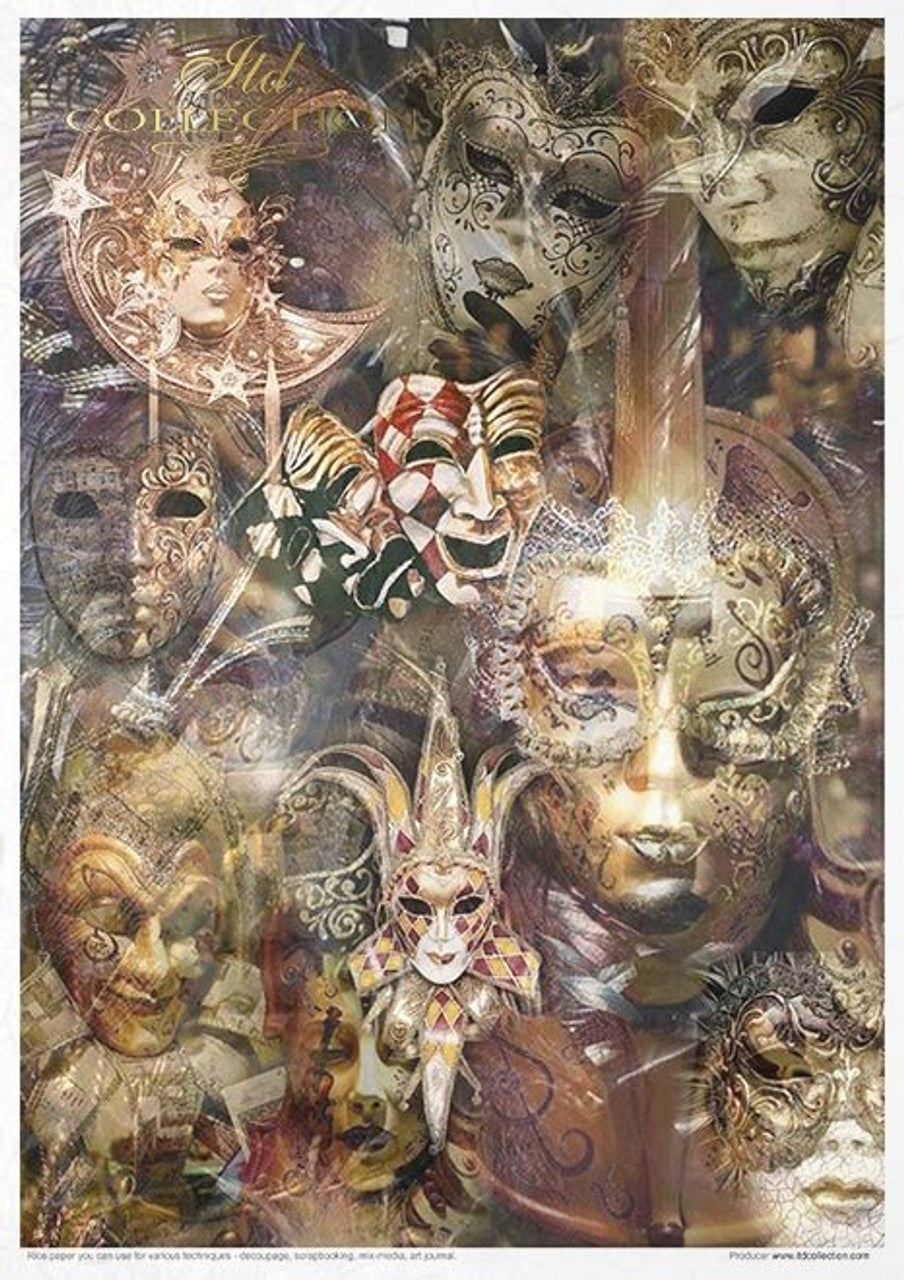 ITD COLLECTION Rice paper pack of 11 , Carnival Circus Pierrot in love A4 (8.3 X 11.7 INCHES)