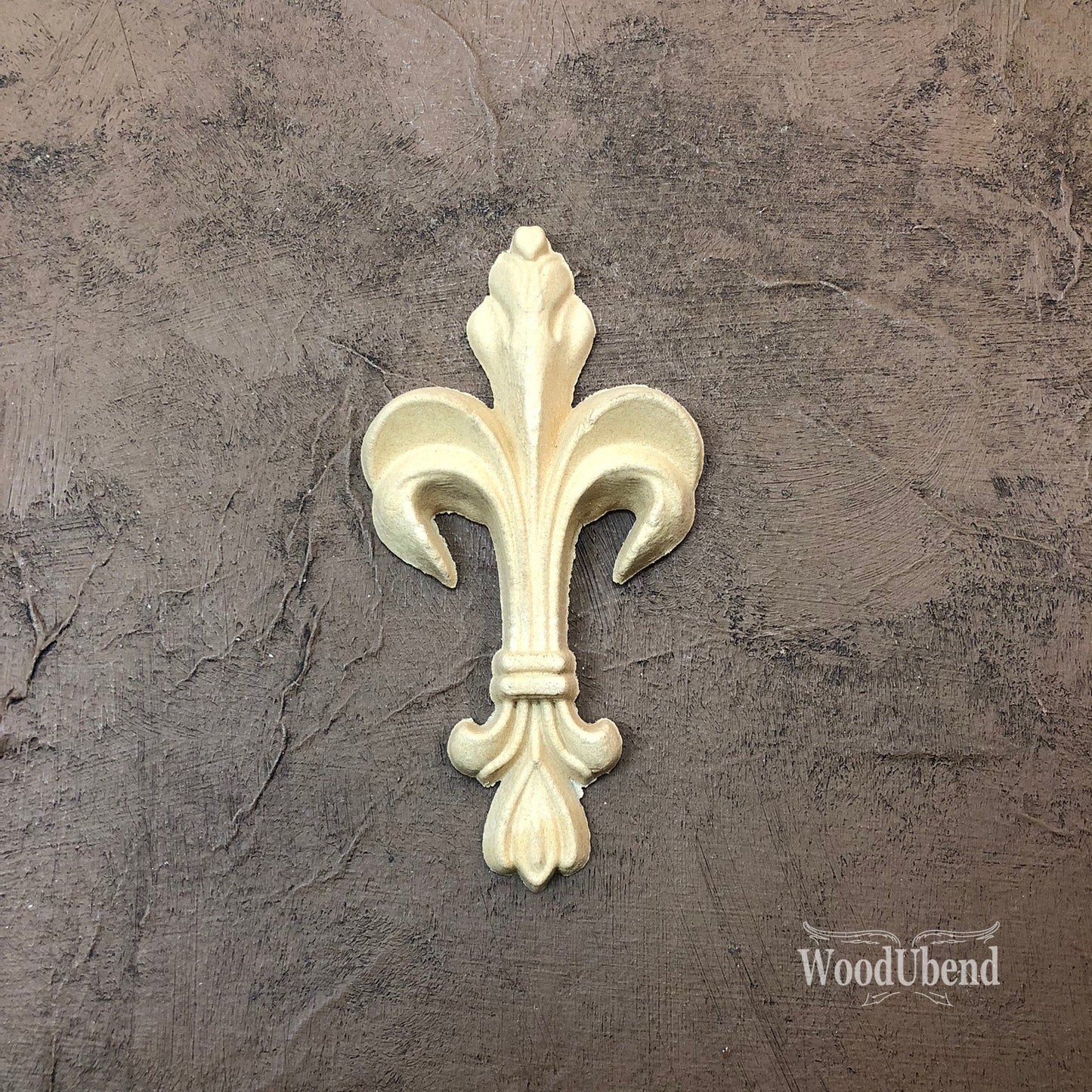 woodubend 10cm x 5,5 cm, Fleur de Lis Ornament, Decorative Furniture Applique/WoodUbend Furniture Moulding, SKU 1347