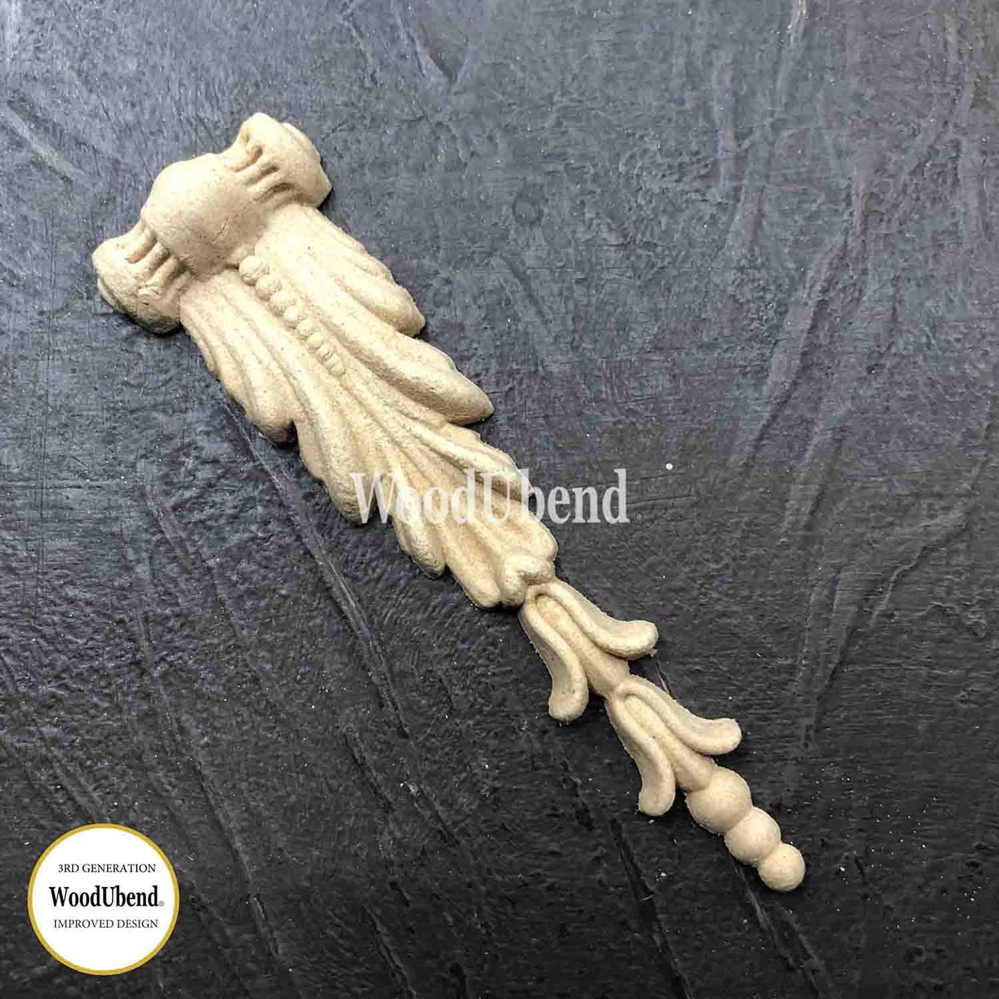 woodubend 10.5 cm x 3 cm, Vertical Acanthus Applique, Decorative Furniture Applique Furniture Moulding, SKU 1644