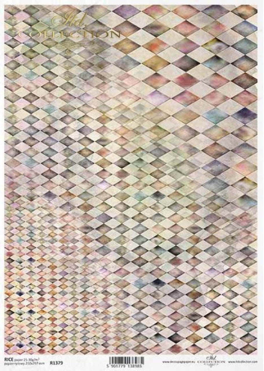 ITD COLLECTION Harlequin Checks Rice Paper A4 (8.3 X 11.7 INCHES)