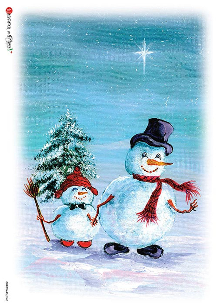 Paper Designs  Winter Snowman Rice Paper A4 8.3 x 11.7