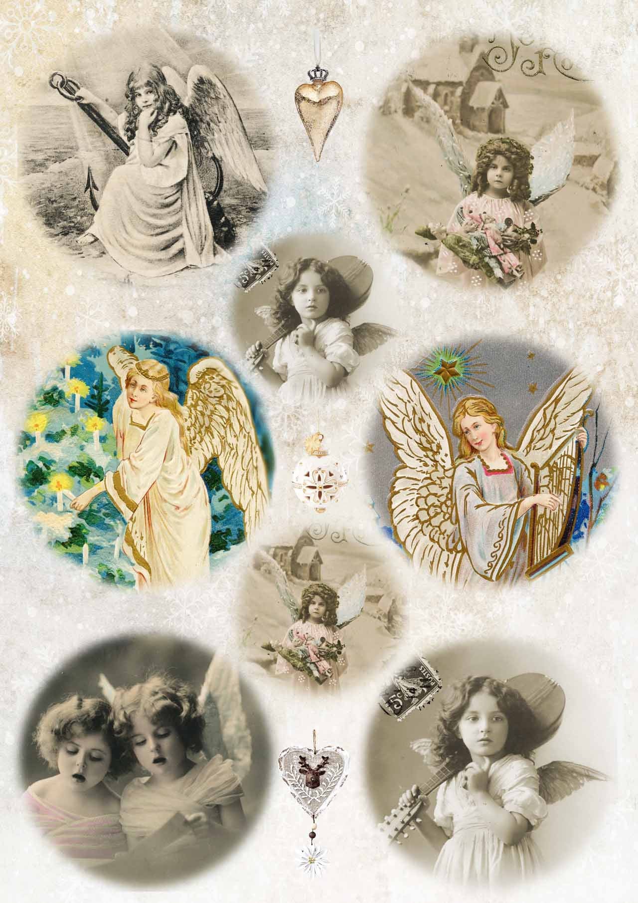 Decoupage Queen Angel Ornaments Rice Paper A4 (8.3 X 11.7 INCHES)