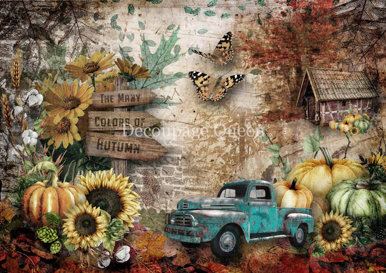 Decoupage Queen Autumn Scenes Rice Paper A4 (8.3 X 11.7 INCHES)