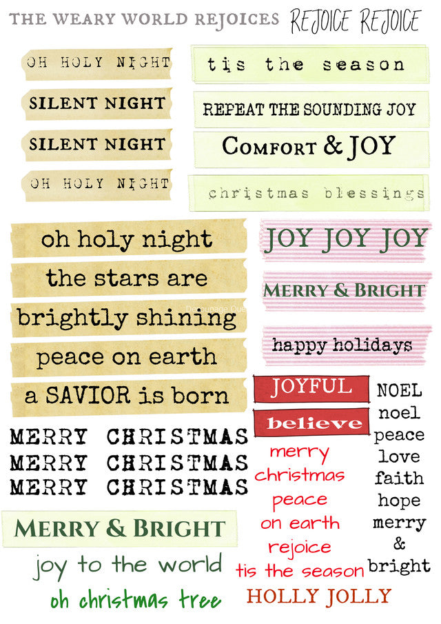 Decoupage Queen Ellen J Goods Christmas Sentiments Rice Paper A4 (8.3 X 11.7 INCHES)