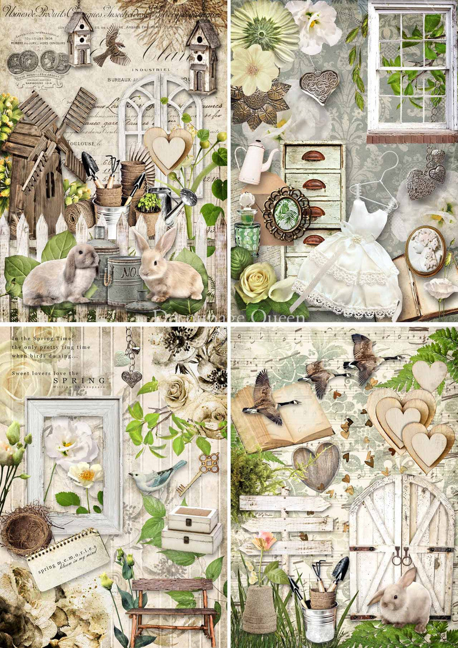 Decoupage Queen Garden 4 pack A4 (8.3 X 11.7 INCHES)