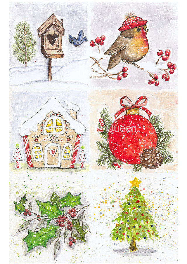 Old to Ooh La La Christmas Scenes Rice Paper A4 (8.3 X 11.7 INCHES)