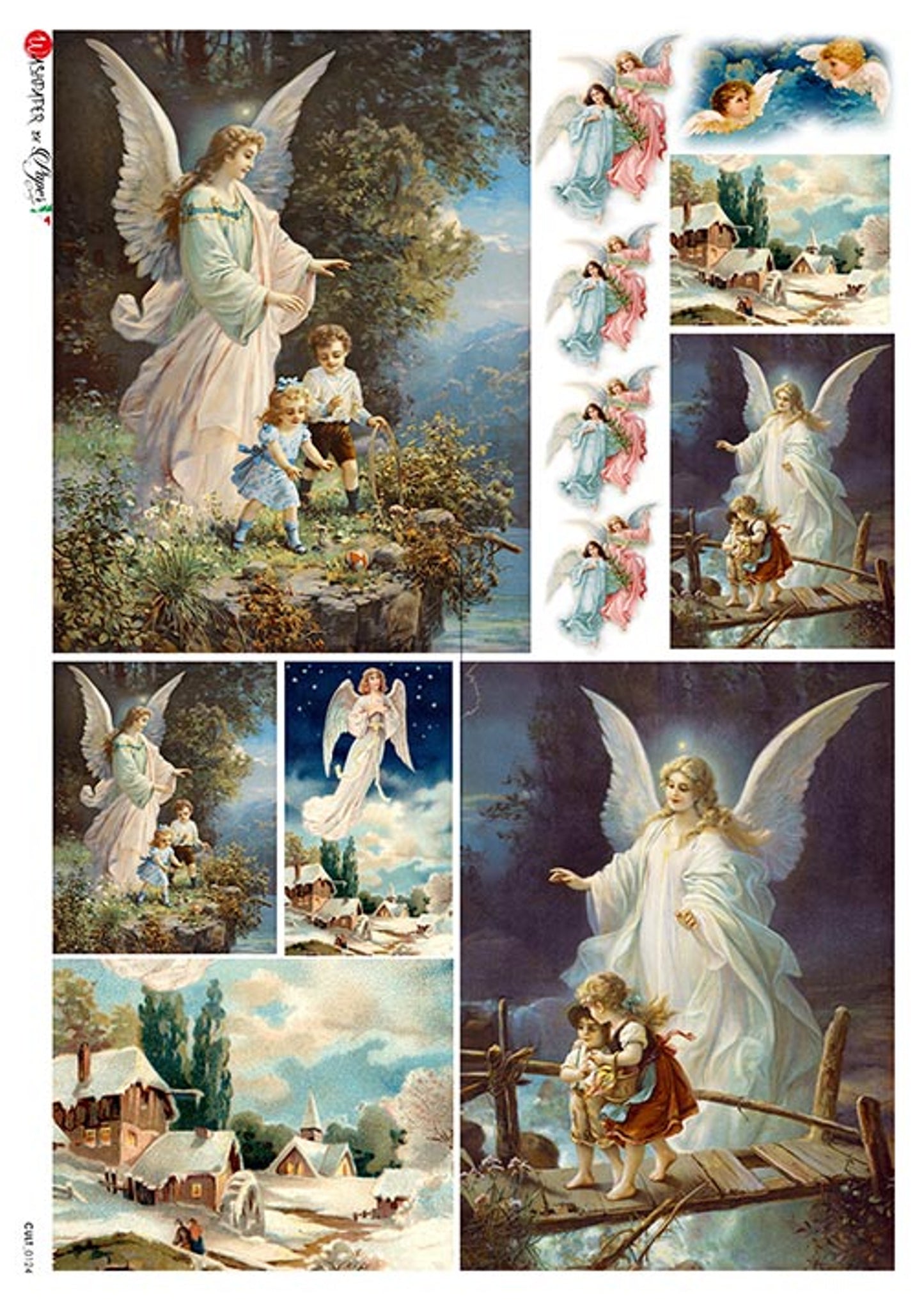 Paper Designs Culture 0124 Angels watching RICE PAPER A4 (8.3 X 11.7 INCHES)