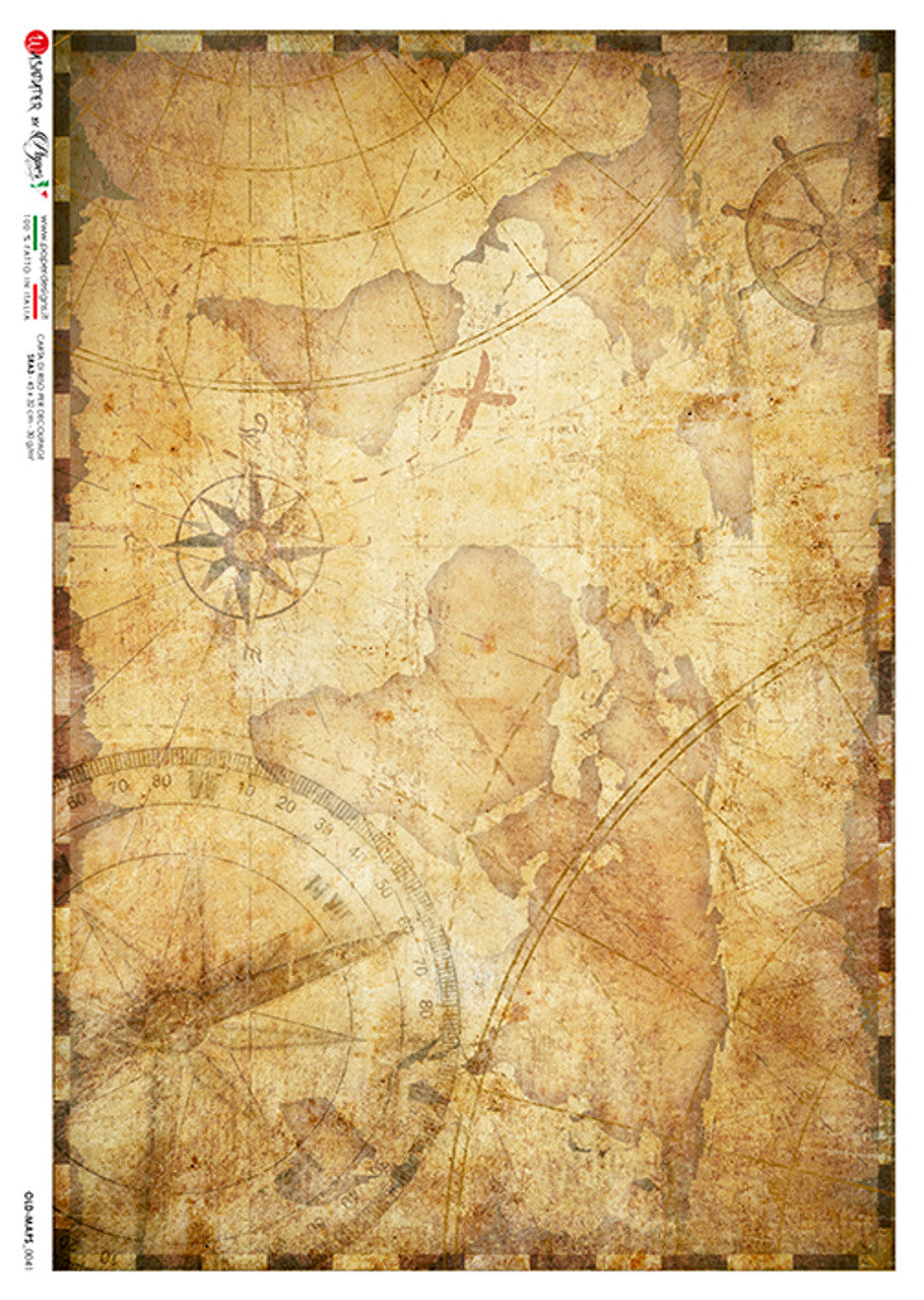 Paper Designs 0LD MAPS 0041 RICE PAPER A4 (8.3 X 11.7 INCHES)